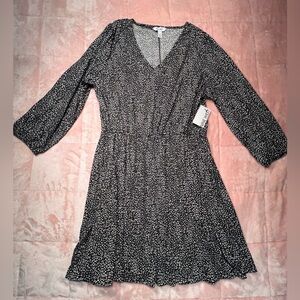 Nine West Black and White Long Sleeve Dress